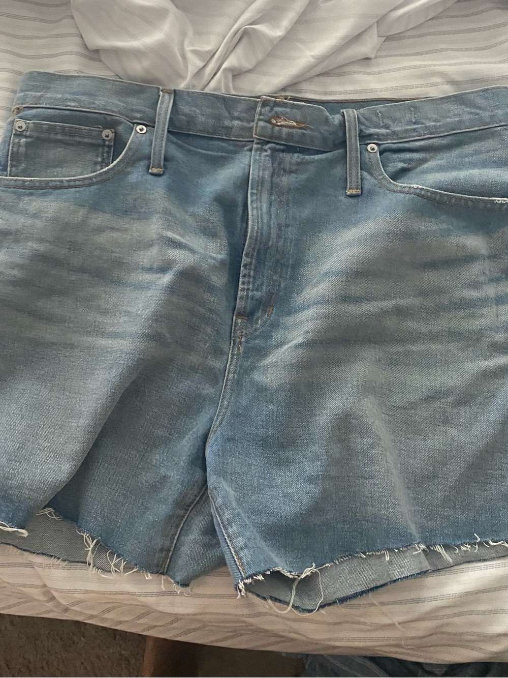 Madewell Light Blue Distressed Denim Cutoff Shorts